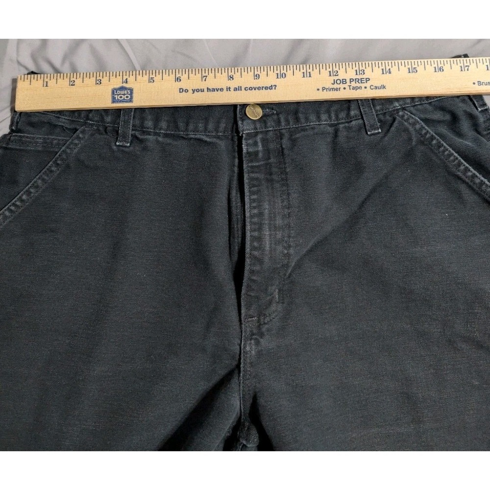 Carhartt USA Made Dungaree Work Pants Black 36x30 Cropped 26.5 Inseam Distressed - Picture 7 of 10